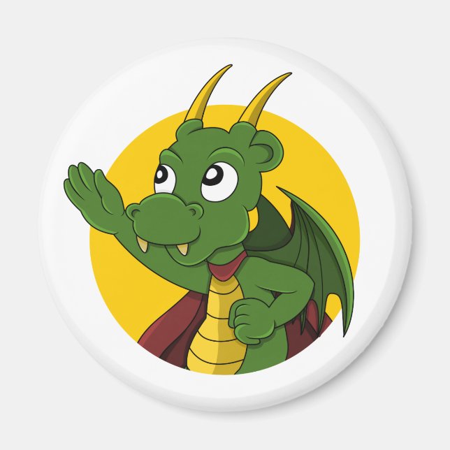 Aimant Caricature de dragon vert (Devant)