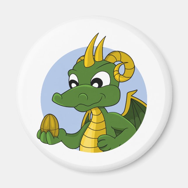 Aimant Caricature de dragon vert (Devant)