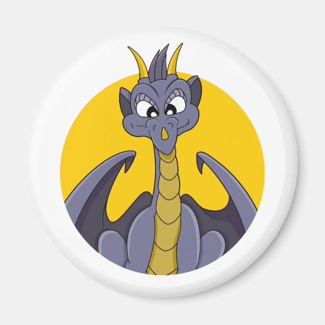 Aimant Caricature de dragon violet (Devant)