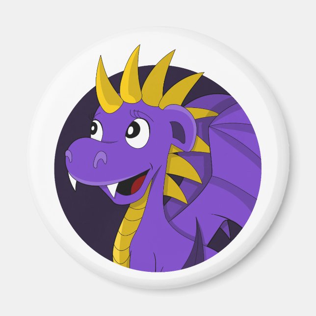 Aimant Caricature de dragon violet (Devant)