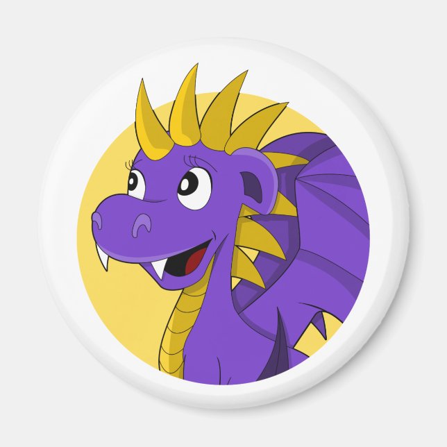 Aimant Caricature de dragon violet (Devant)