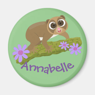 Aimant Caricature de fleurs de loris lents mignons