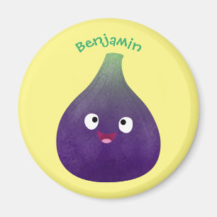 Aimant Caricature de fruits mauve joyeux aux figues