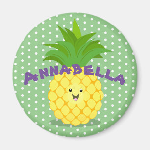 Aimant Caricature de fruits tropicaux à l'ananas mou