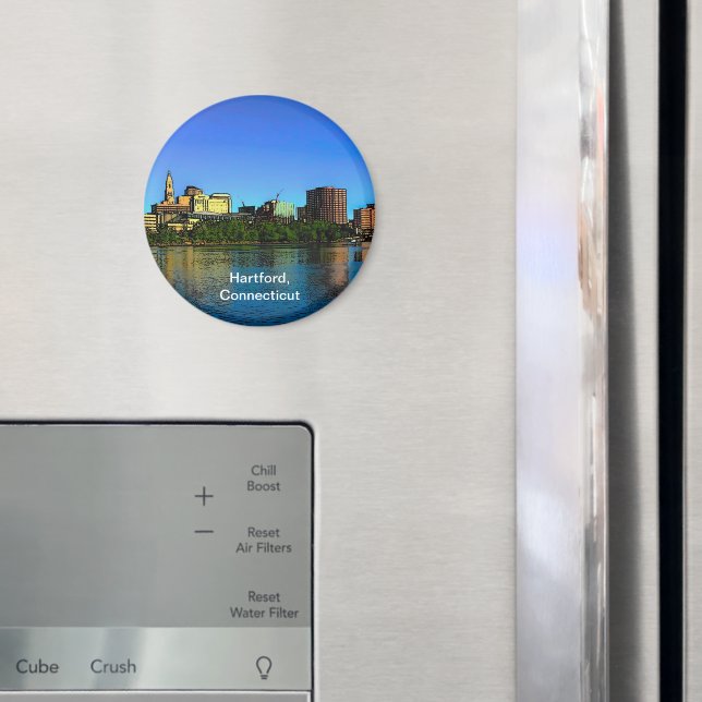 Aimant Caricature de Hartford Connecticut Skyline (In situ (réfrigérateur))