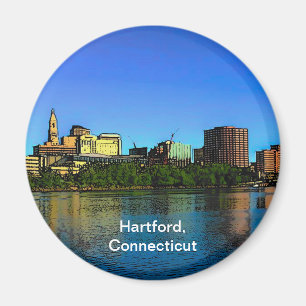 Aimant Caricature de Hartford Connecticut Skyline