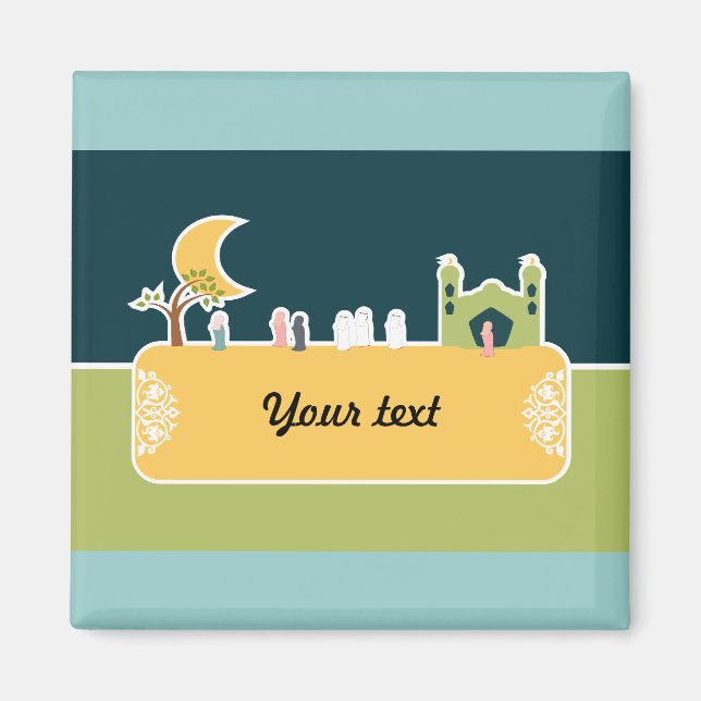 Aimant Caricature de la mosquée des enfants islamiques mi (Devant)