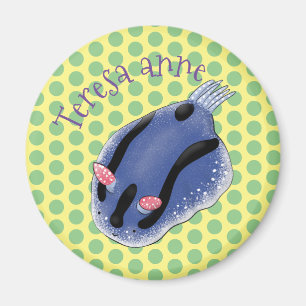 Aimant Caricature de nudibranche bleu mignon