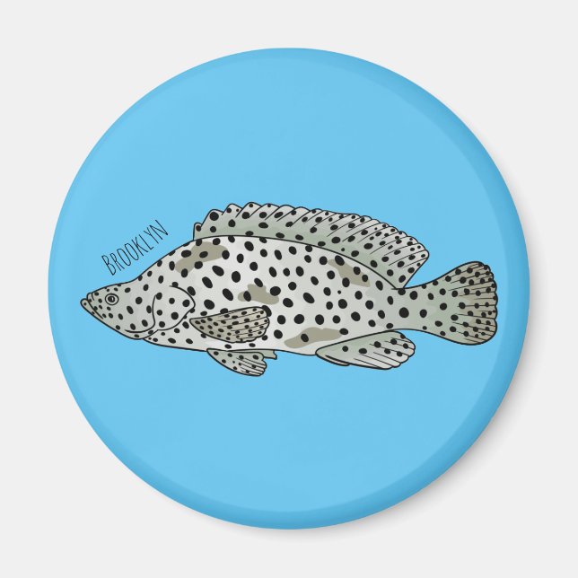 Aimant Caricature de poissons de mérou à bosse (Devant)