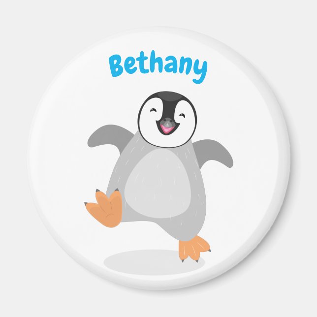 Aimant Caricature de poussin de pingouin mignon et joyeus (Devant)