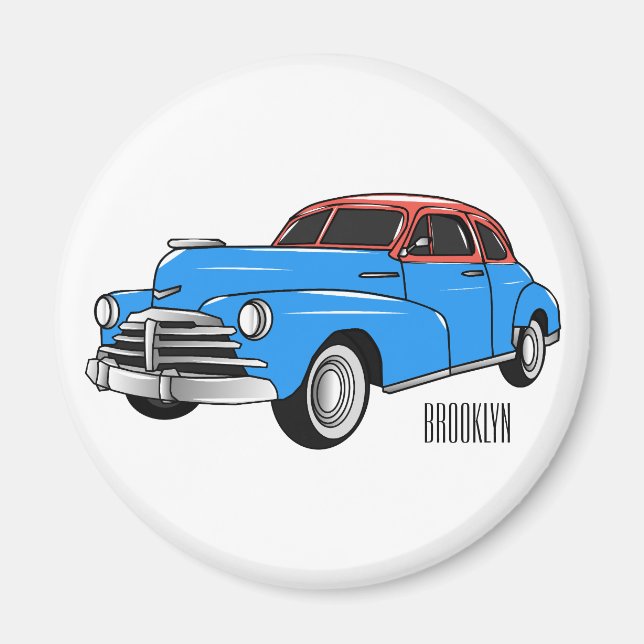 Aimant Caricature de voiture classique 1948 (Devant)