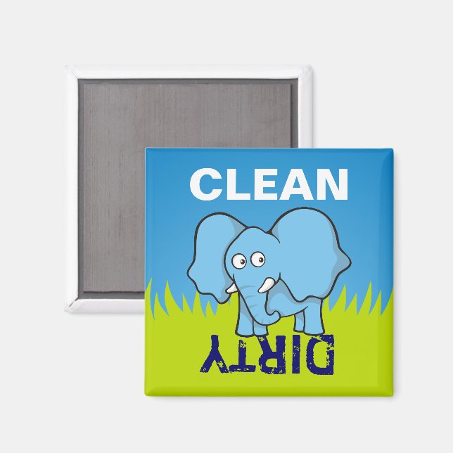 Aimant Caricature d'éléphant bleu (Recto/Verso)