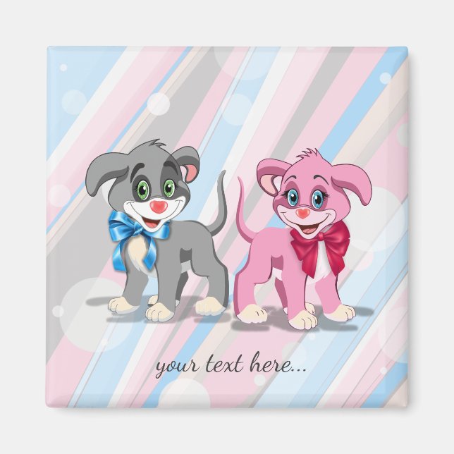 Aimant Caricature des chiots du nez du coeur (Devant)