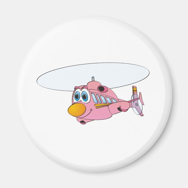 Aimant Caricature d'hélicoptère rose (Devant)