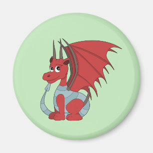Aimant Caricature Dragon Rouge