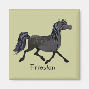 Aimant Caricature du cheval friésien