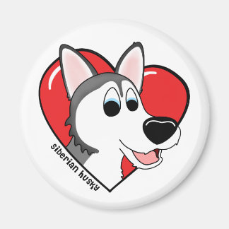 Aimant Caricature I Love my Siberian Husky