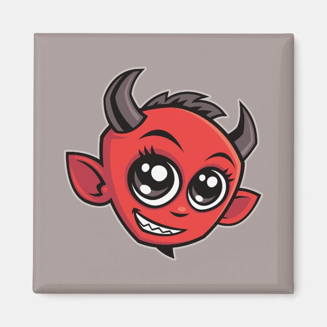 Aimant Caricature mignonne et souriante diable (Devant)
