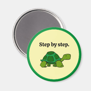 Aimant Caricature pas à pas de tortue, gagnant persistant