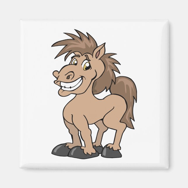 Aimant Caricature souriante Pony Silly Horse (Devant)