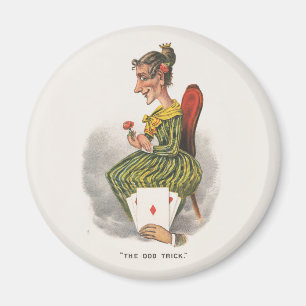 Aimant Caricature Victorienne de Femme en Robe Rayée - As