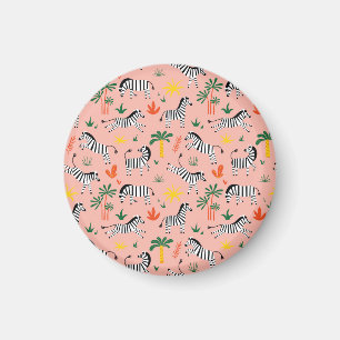 Aimant Caricature Zebras Funny Motif sans couture