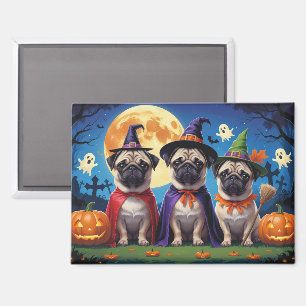 Aimant Carlin chien Citrouille Halloween drôle