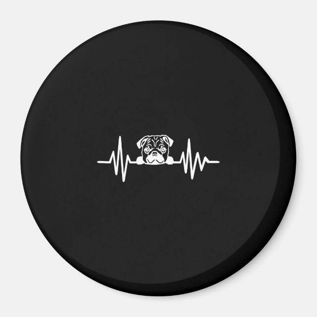 Aimant Carlin Chien Heartbeat | Face de Carlin mignonne (Devant)