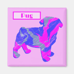 Aimant Carlin Chien Silhouette rose et bleu Silhouette