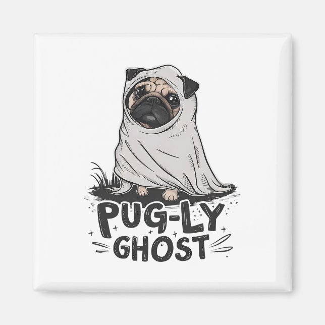 Aimant Carlin-ly Ghost Funny Chien Puns Halloween Proprié (Devant)