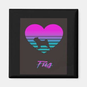 Aimant Carlin Vaporwave Heart Carlin Amoureux des chiens