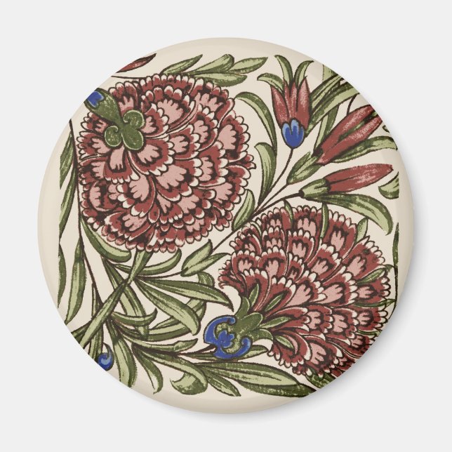 Aimant Carnation Carrelage Fleur Antique Art Rustique (Devant)