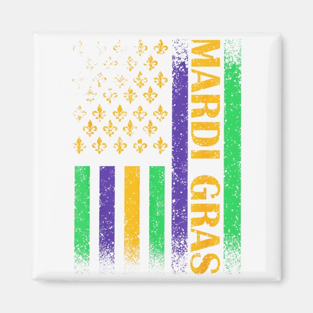 Aimant Carnaval mardi gras usa drapeau américain fleur de (Devant)