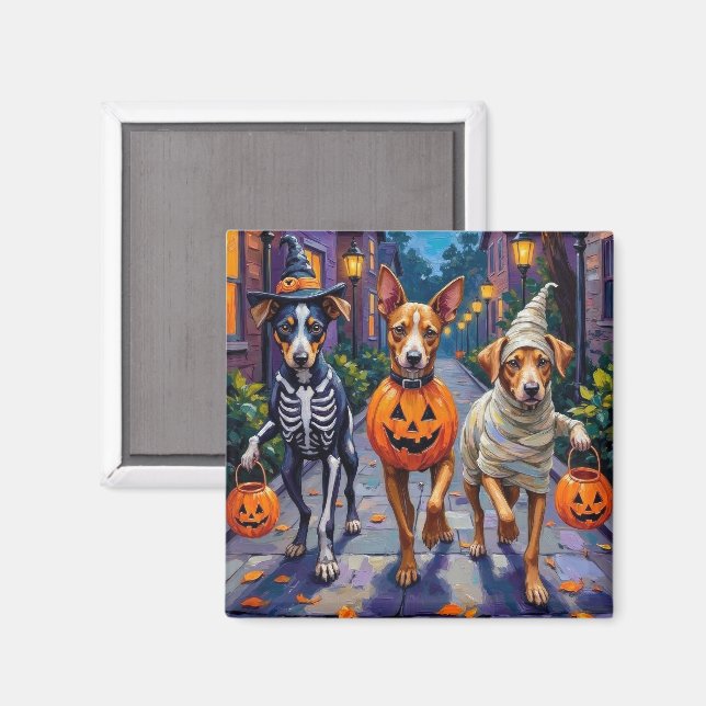 Aimant Caroline faisant un Trick-or-Treat dans un costume (Recto/Verso)