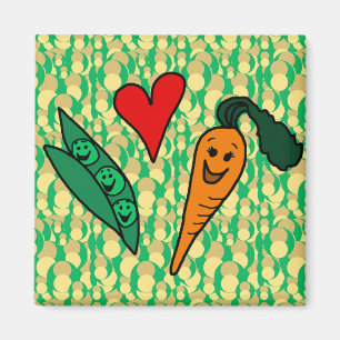 Aimant Carottes d'amour de pois, conception verte et