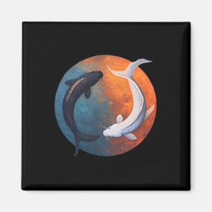 Aimant Carpe Koï Japonaise Yin Et Yang Hommes Femmes Pêch
