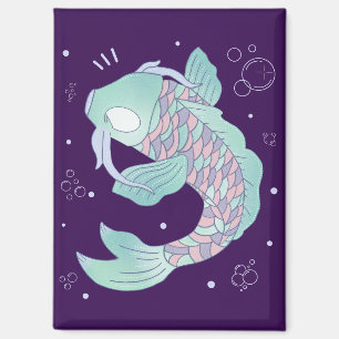 Aimant Carpe Koi Pastel   Art Populaire Fantaisiste Sous-