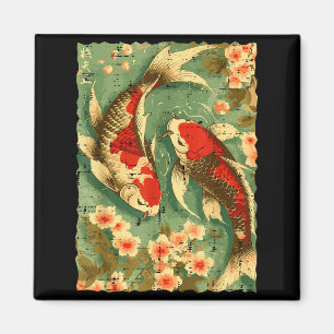 Aimant Carpes Koï Japonaises Art Cerisier Fleur Hommes