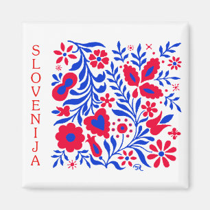 Aimant carré avec le motif ornemental slovène