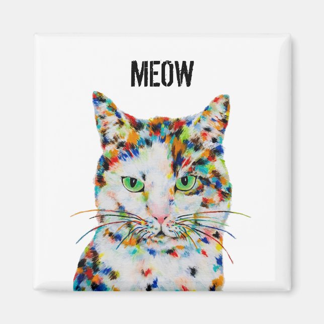 Aimant carré Cat Meow (Devant)