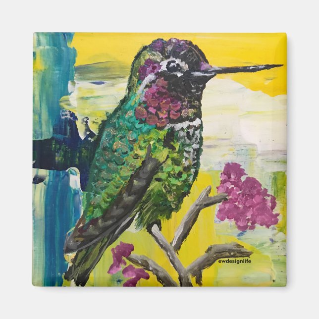 Aimant carré - colibri (Devant)