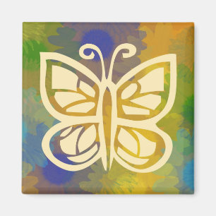 Aimant Carré d'aimant papillon floral