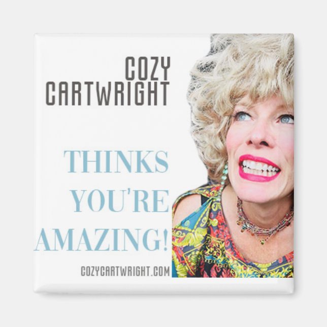 Aimant carré de 5 cm de Cozy Cartwright (Devant)