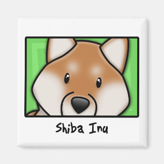 Aimant Carré de dessin animé Shiba Inu