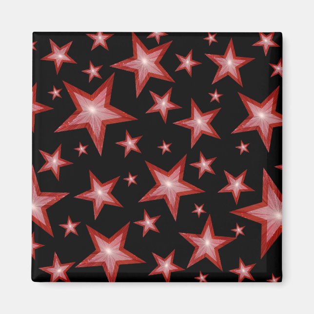 Aimant Carré de frigo Red Stars noir (Devant)