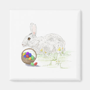Aimant carré de lapin de Pâques