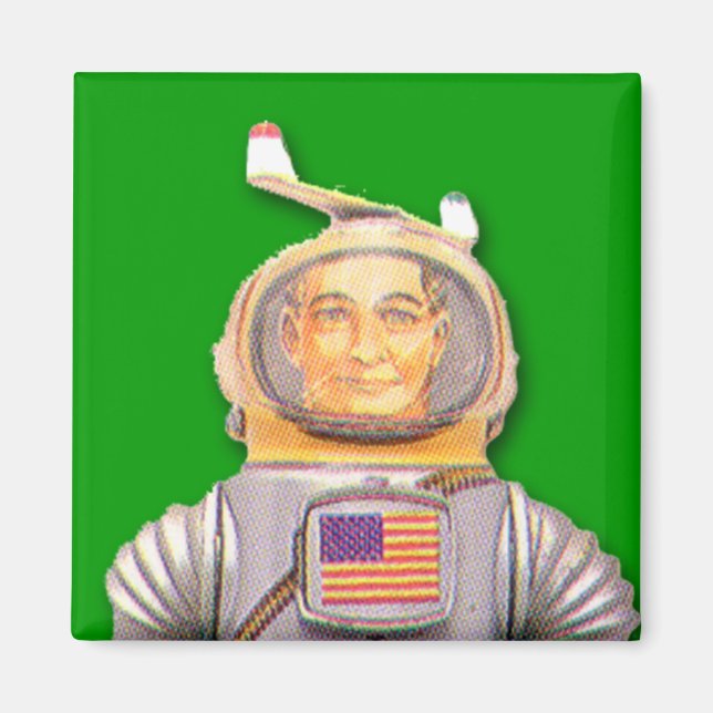 Aimant Carré de l'astronaute américain Toy Robot (Devant)