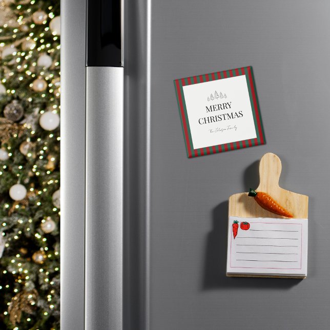 Aimant Carré de Noël rayé classique (Créateur téléchargé)