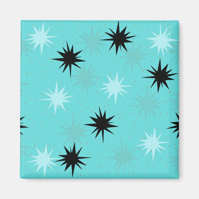 Aimant Carré de Starburst Turquoise atomique (Devant)