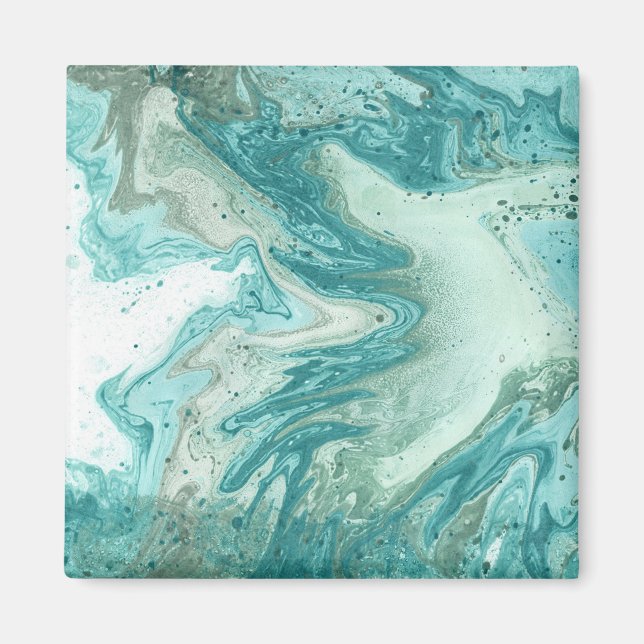 Aimant Carré d'image en marbre turquoise (Devant)